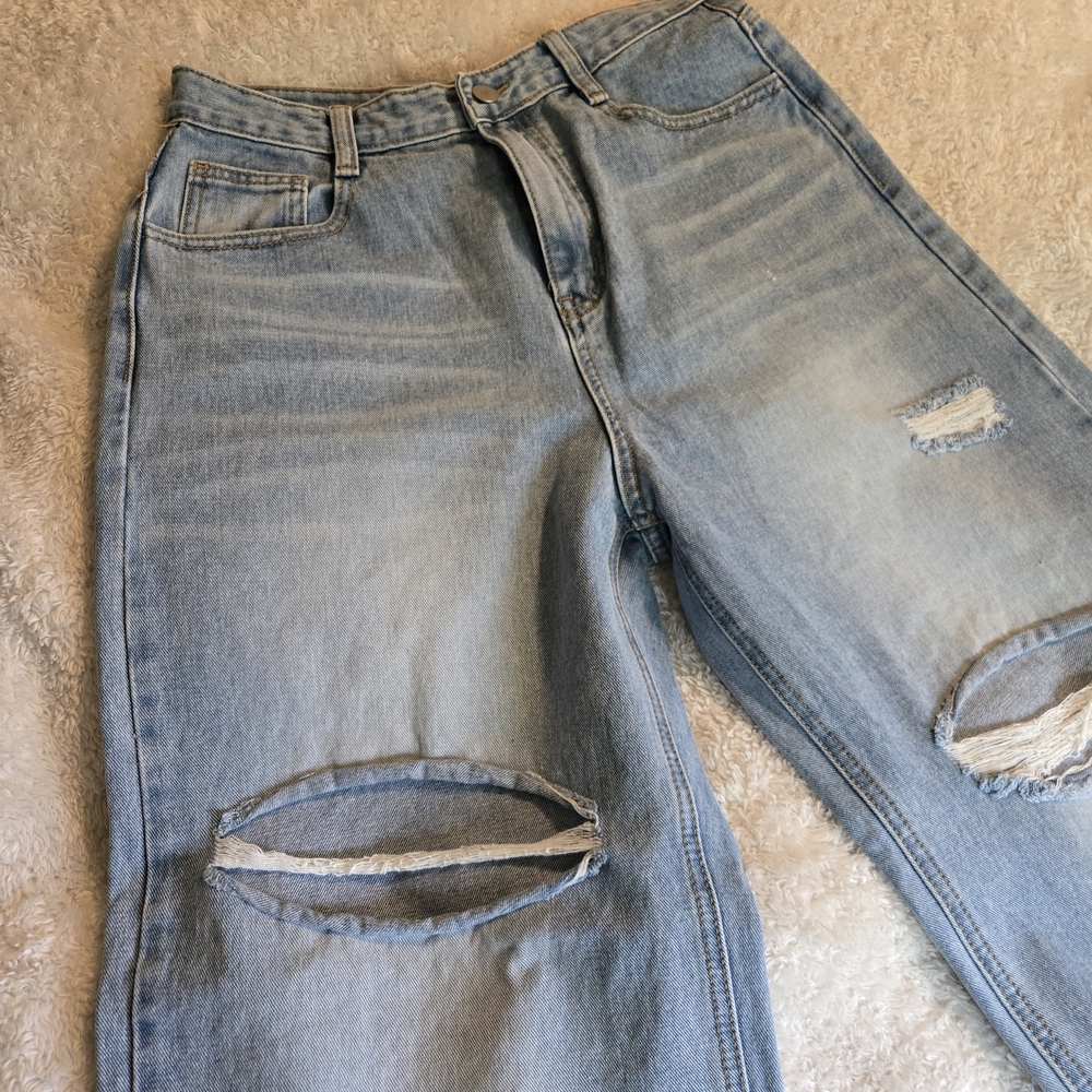 Stylish Light Blue Distressed Jeans
